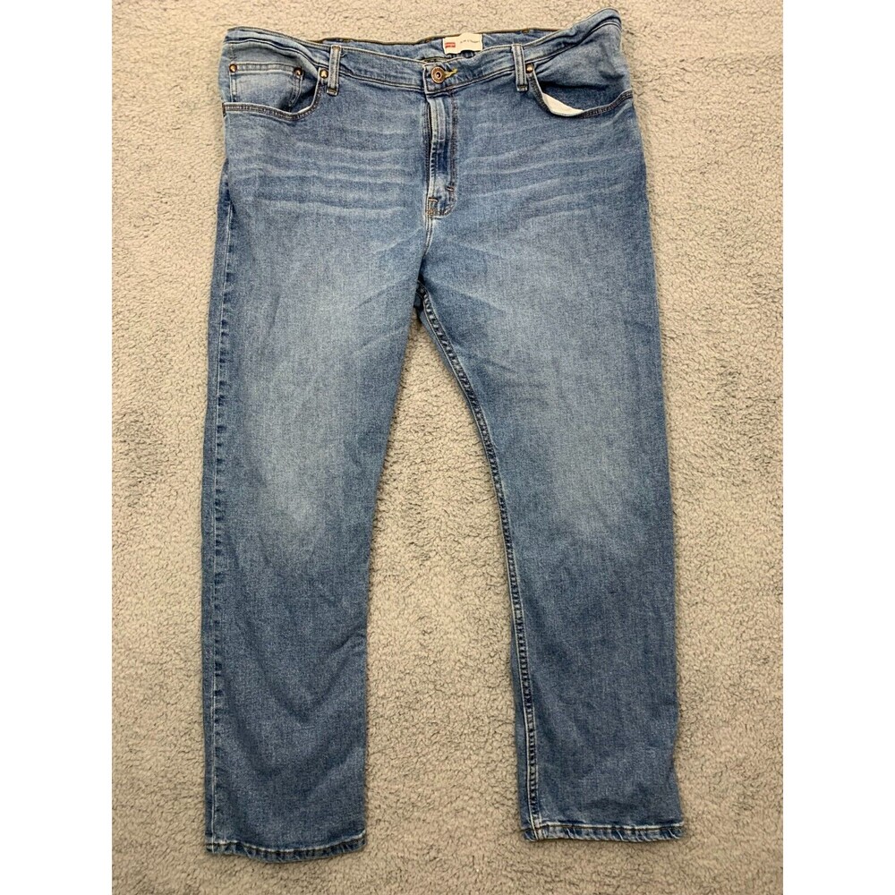 Wrangler Slim Straight Cut 42x30 Denim Blue Jeans 5 Pocket Design